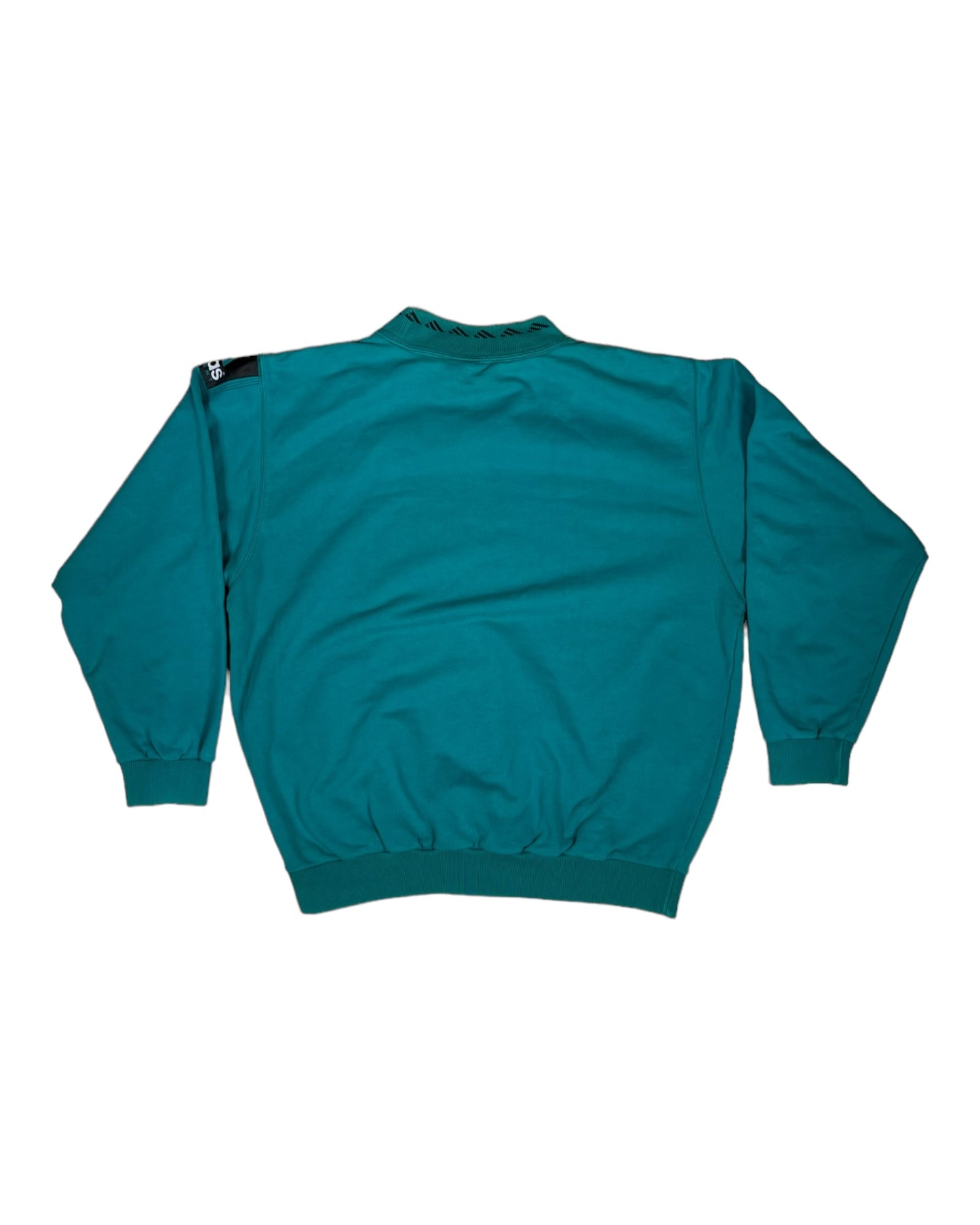 Vintage 90's Adidas Equipment EQT Sweatshirt / Crew Neck Green Boxy M L Made in Hong Kong Cotton Wide Collar