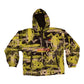Vintage 90'S Nike Just Do It Hooded Shell Jacket Quarter 1/4 Zip Abstract Pattern Size M Black White Neon Yellow