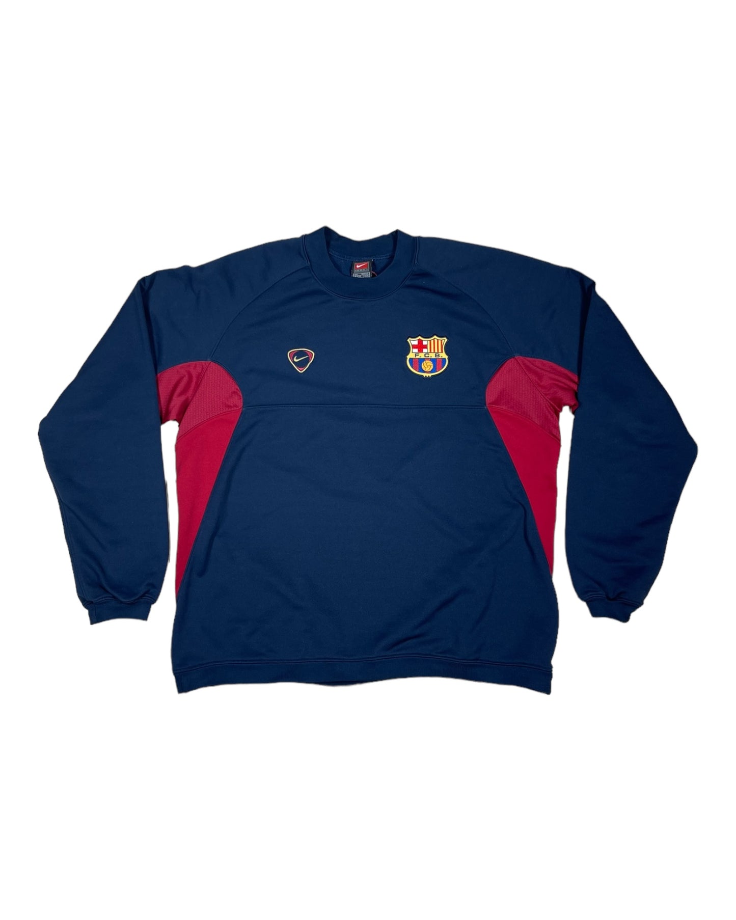 Y2K Barcelona Nike 2000 - 2001 Team Sweatshirt Crew Neck Size L Blue Red FCB Polyester