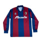 Vintage Bologna Uhlsport 1990 -1991 Home Football Shirt Size L Made in Italy Mercatone Uno Red Blue Long Sleeve