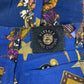 Rare Vintage 90's Gianni Versace Jeans Couture Stretch High Waisted Circus Harlequin Super Model Fit Bleu marine Ittierre Made in Italy 31 45 Size S-M