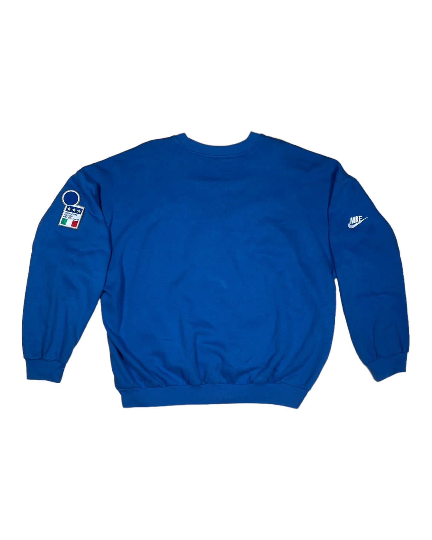 Rare Vintage 90's Italy Italia Nike Premier 1996 1997 1998 Sweatshirt Crew Neck Embroidered Size XL Blue Federazione Italiana Giuoco Calcio