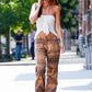 Y2K Bold Just Cavalli Animal Python Snake Skin Print Emily Ratajkowski Emrata Pants Trousers Made in Italy Cotton