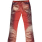 Y2K Just Cavalli Pants Made in Italy Very Low Waist Sunset Orange Pink Gold Shimmer Accents Size M-L
