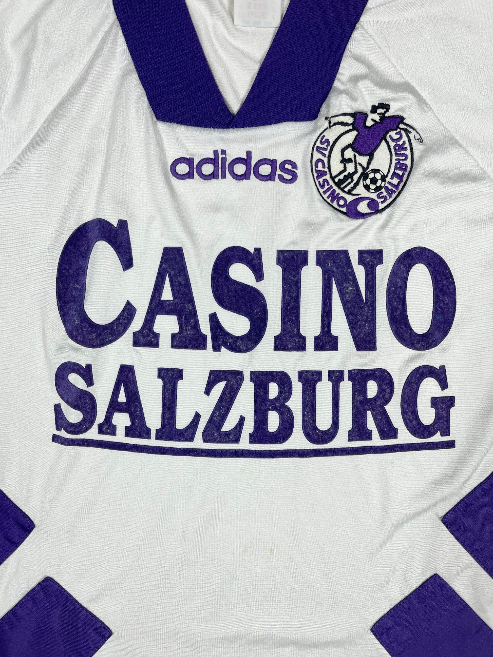 SV Casino Salzburg Adidas 1993 - 1994 Home Football Shirt White Size L