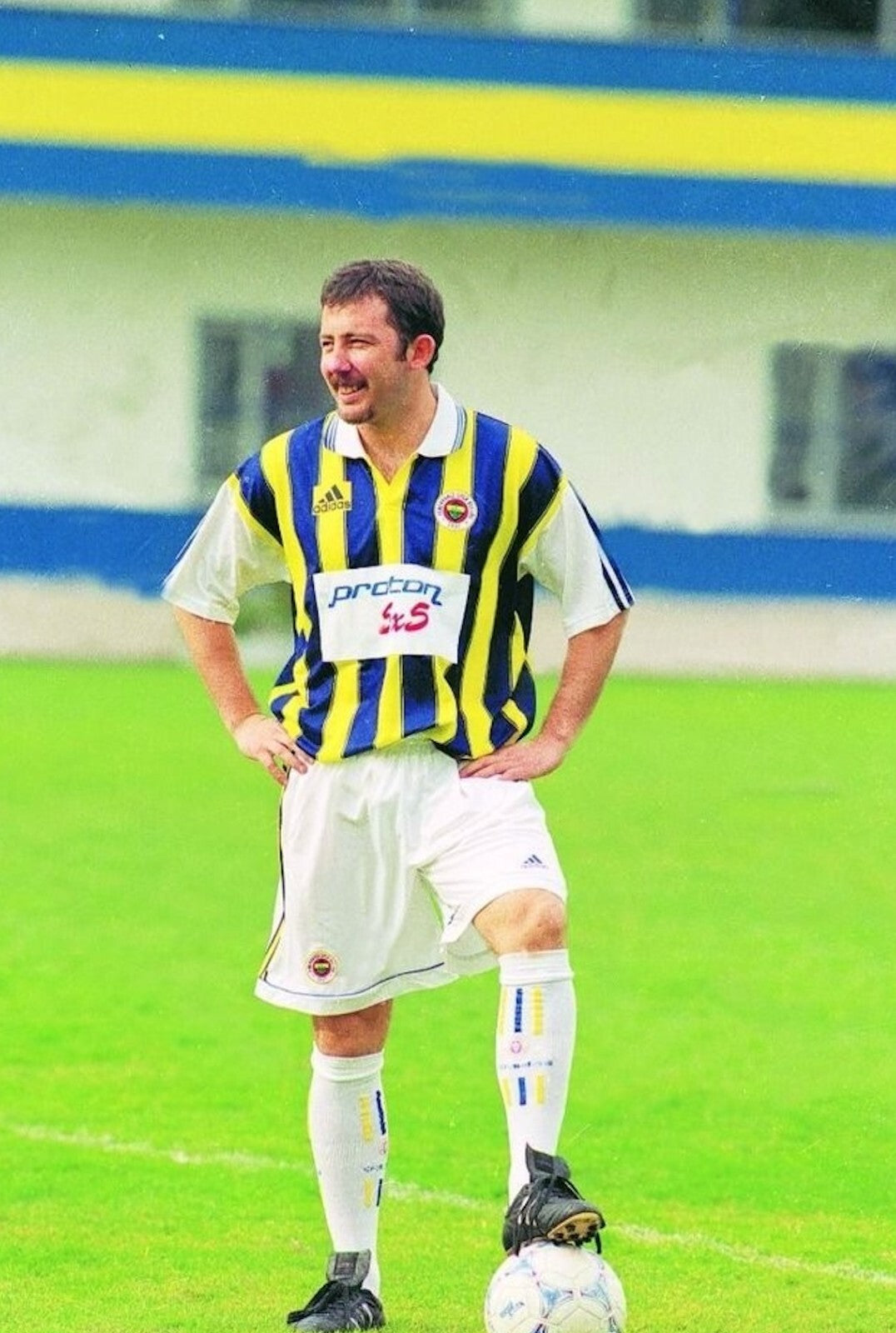 Vintage Fenerbahce Adidas 1998 - 1999 Home Football Shirt Proton 5 * 5 Yellow Blue White Size XL 