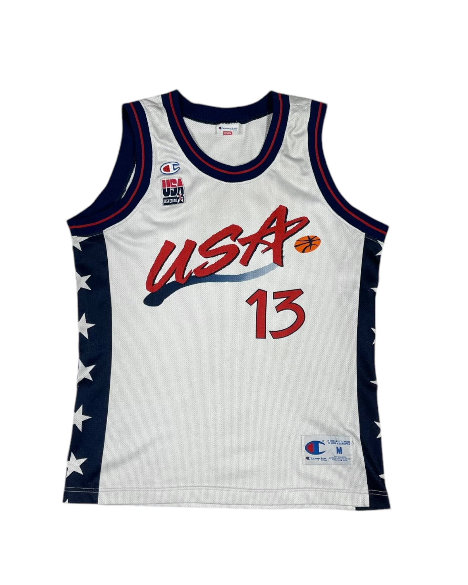 Shaquille O'Neal Champion Team USA Dream Team Olympics Atlanta 1996 Basketball Jersey White Size M NBA