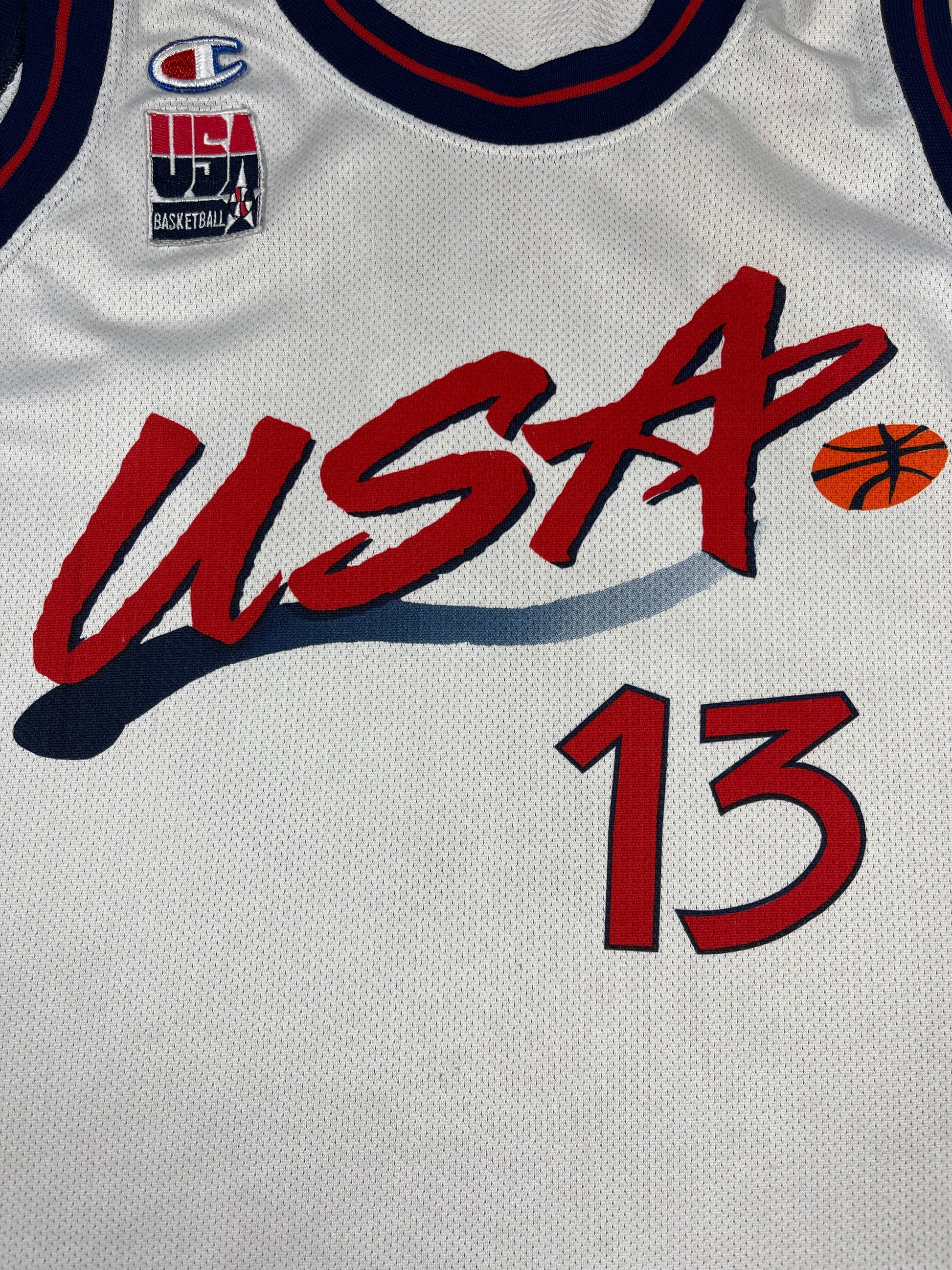 Shaquille O'Neal Champion Team USA Dream Team Olympics Atlanta 1996 Basketball Jersey White Size M NBA
