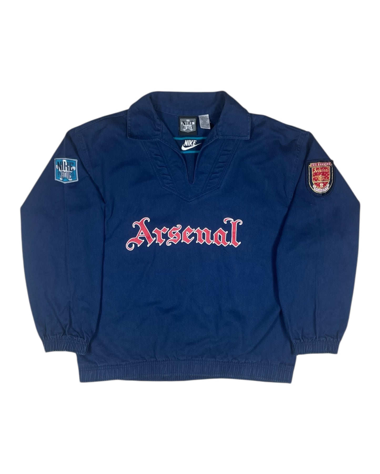 Ultra Rare Grail Archive Nike Premier Arsenal 1994 - 1995 Dril Top Sweatshirt Blue Size L Heavy Cotton