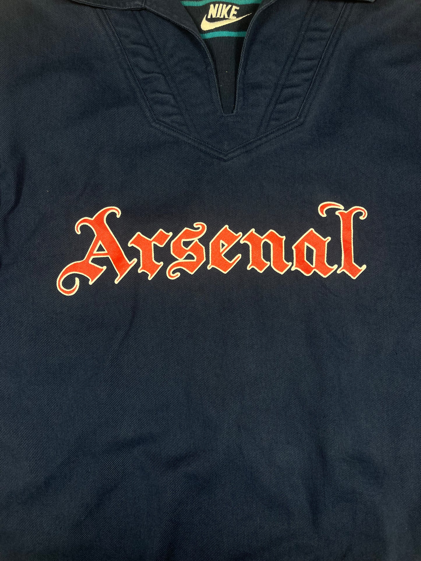 Ultra Rare Grail Archive Nike Premier Arsenal 1994 - 1995 Dril Top Sweatshirt Blue Size L Heavy Cotton