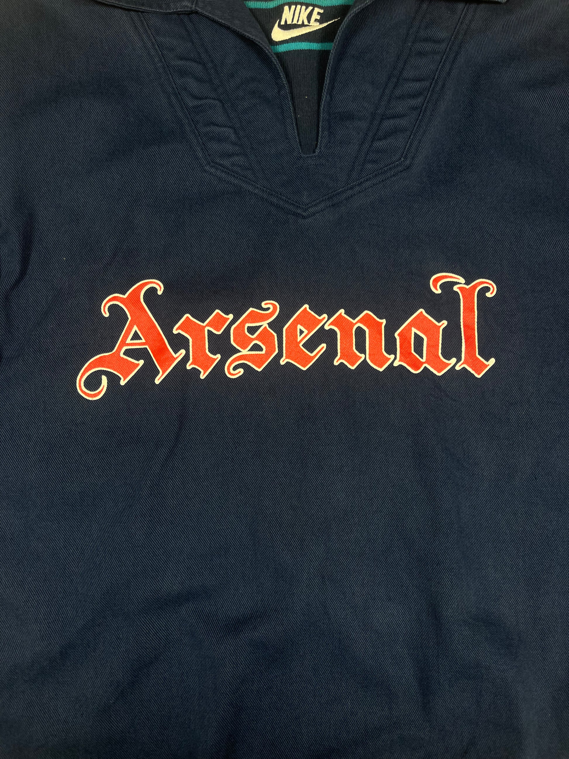 Ultra Rare Grail Archive Nike Premier Arsenal 1994 - 1995 Dril Top Sweatshirt Blue Size L Heavy Cotton