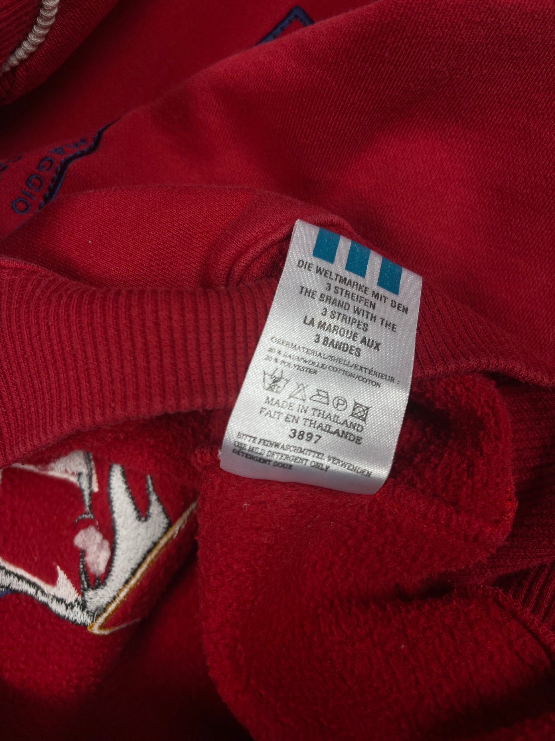 Vintage 80's - 90's Adidas Sweatshirt Crew Neck Italia Campionato Mondiale Di Calcio 27 Magio 10 Giugno 1934 Heavy Cotton Red Size M World Cup Italy