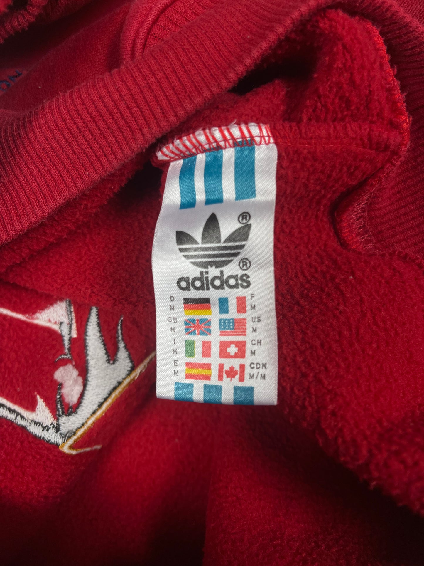 Vintage 80's - 90's Adidas Sweatshirt Crew Neck Italia Campionato Mondiale Di Calcio 27 Magio 10 Giugno 1934 Heavy Cotton Red Size M World Cup Italy