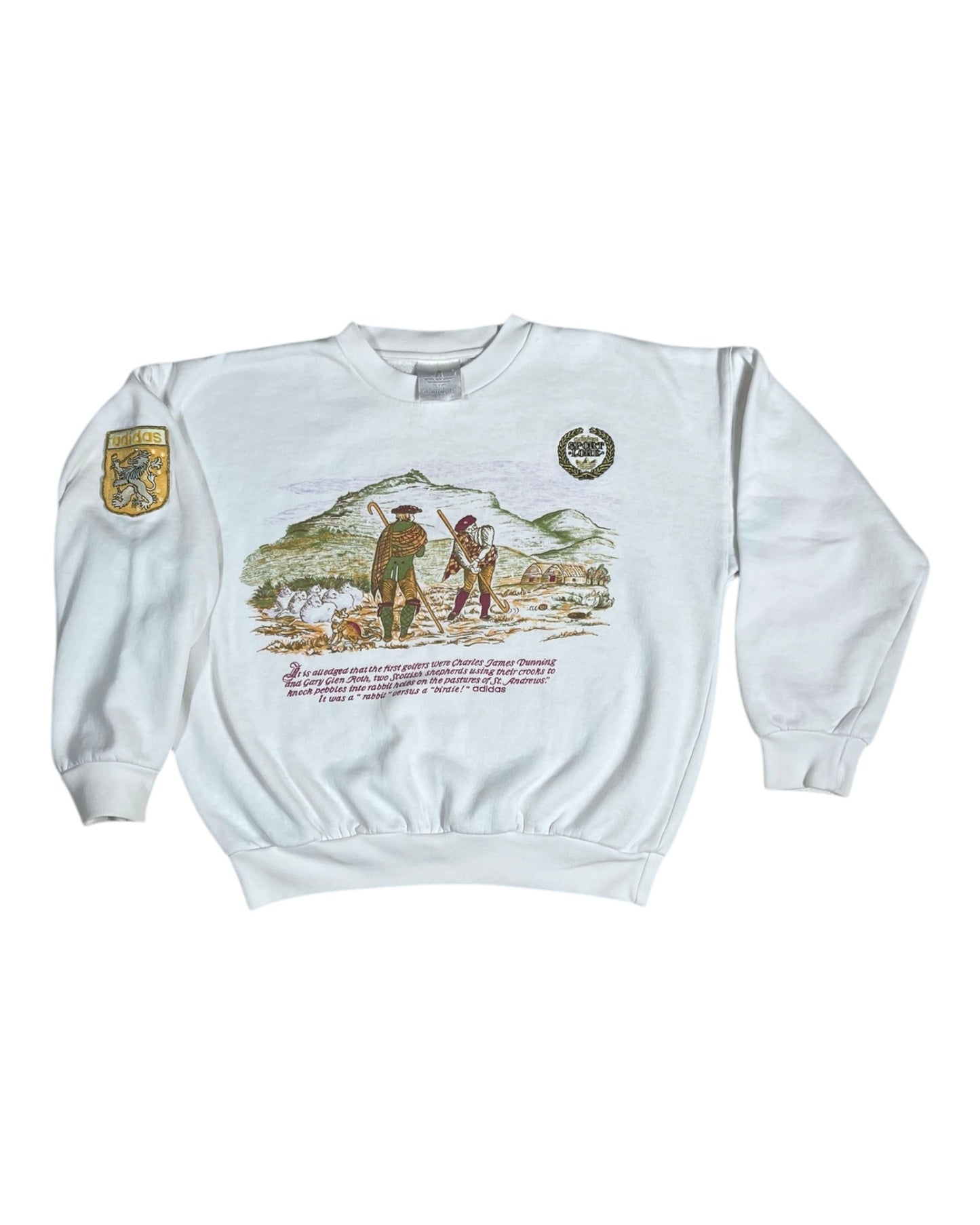 Vintage 80's 90's Adidas Sport Lore Golf Sweatshirt Crew Neck Size XS - S White