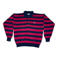 Vintage 80's Lacoste Chemise Jumper - Polo Size M 100 % Cotton Blue Red Stripes