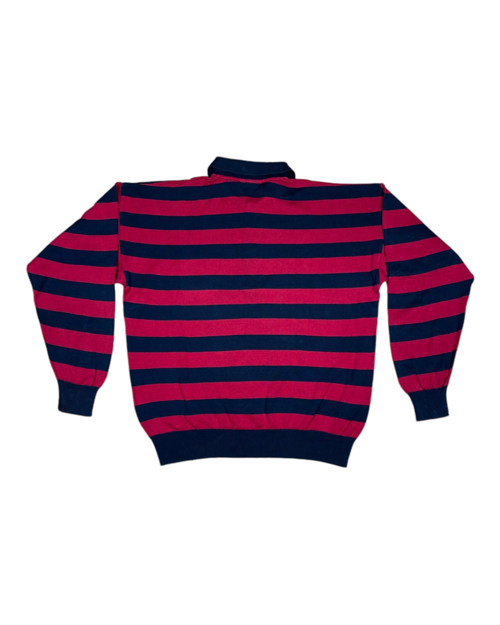 Vintage 80's Lacoste Chemise Jumper - Polo Size M 100 % Cotton Blue Red Stripes
