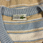 Vintage 80's Lacoste Chemise Jumper V Neck Made in France Size M Stripes