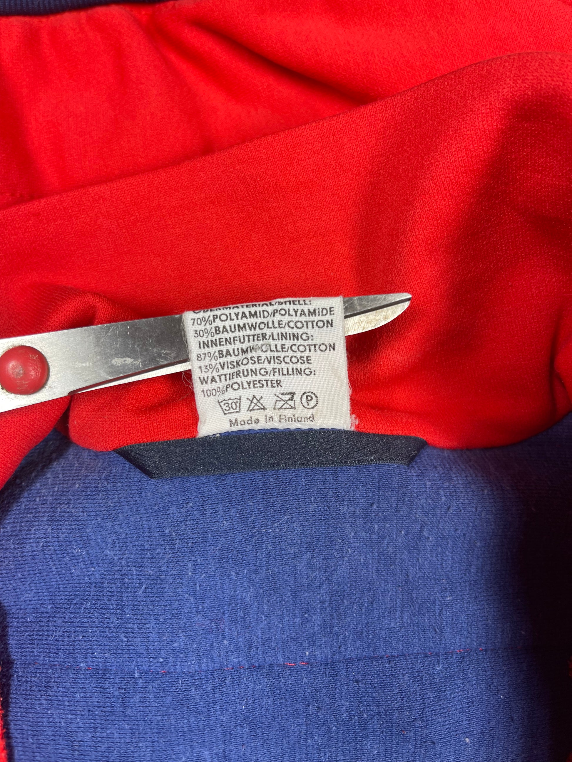 Vintage 80's Thick Adidas Jacket Track Top Made in Finland Red Blue Polyamide Cotton Size S