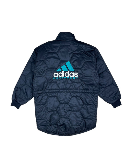 Vintage 90's Adidas Equipment Eqt Parka Jacket Coat Quilted Black Green Size L-XL