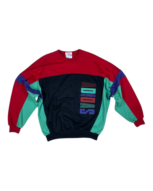 Vintage 90's Adidas Trefoil Sweatshirt Crew Neck Green Red Black Blue Size M