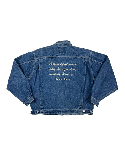 Vintage 90's Edwin ClubMan Work Denim Jacket Made in Japan Size L Blue