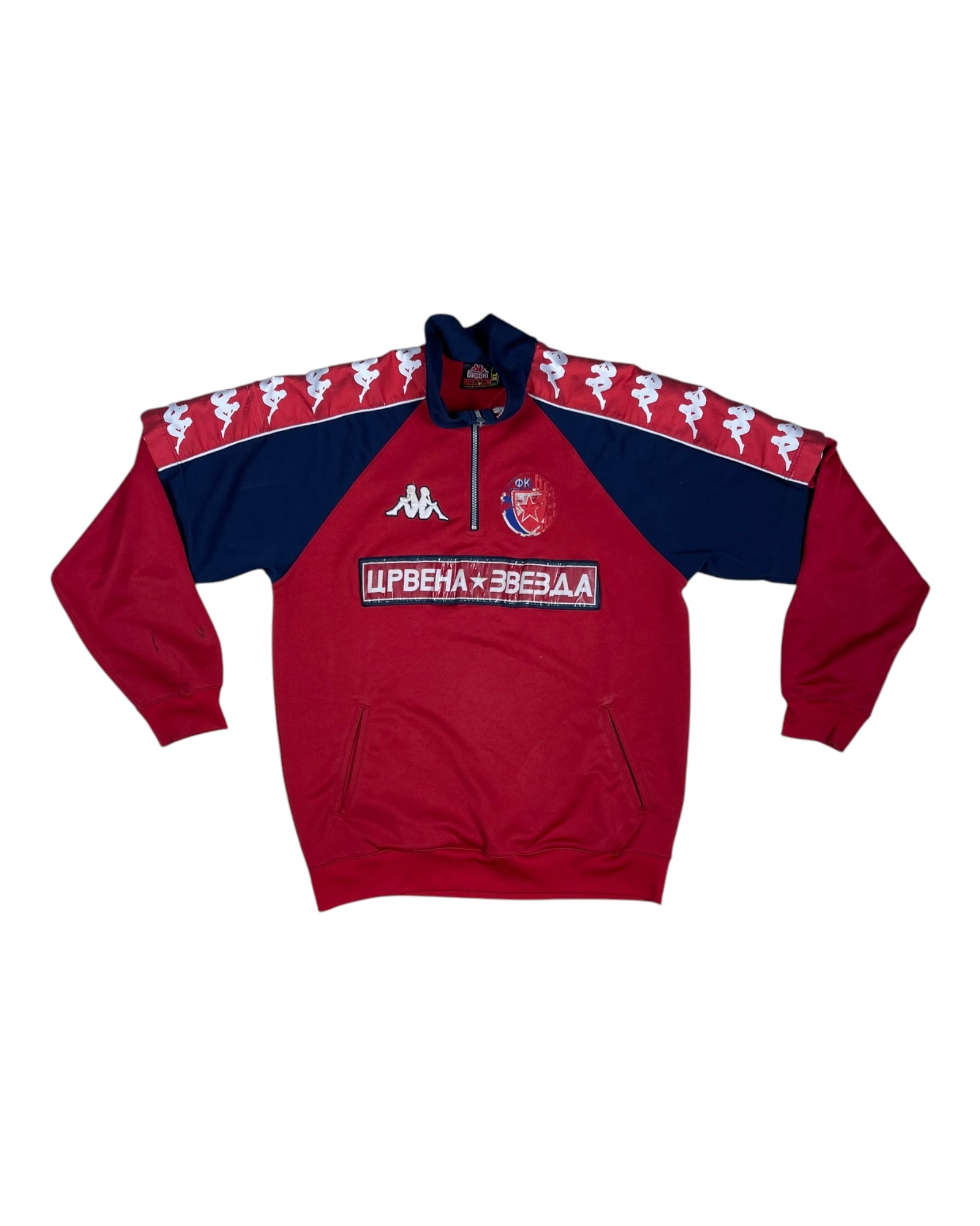 Vintage 90's FK Crvena Zvezda Red Star Belgrade Kappa Sweatshirt Size XL Red Polyester