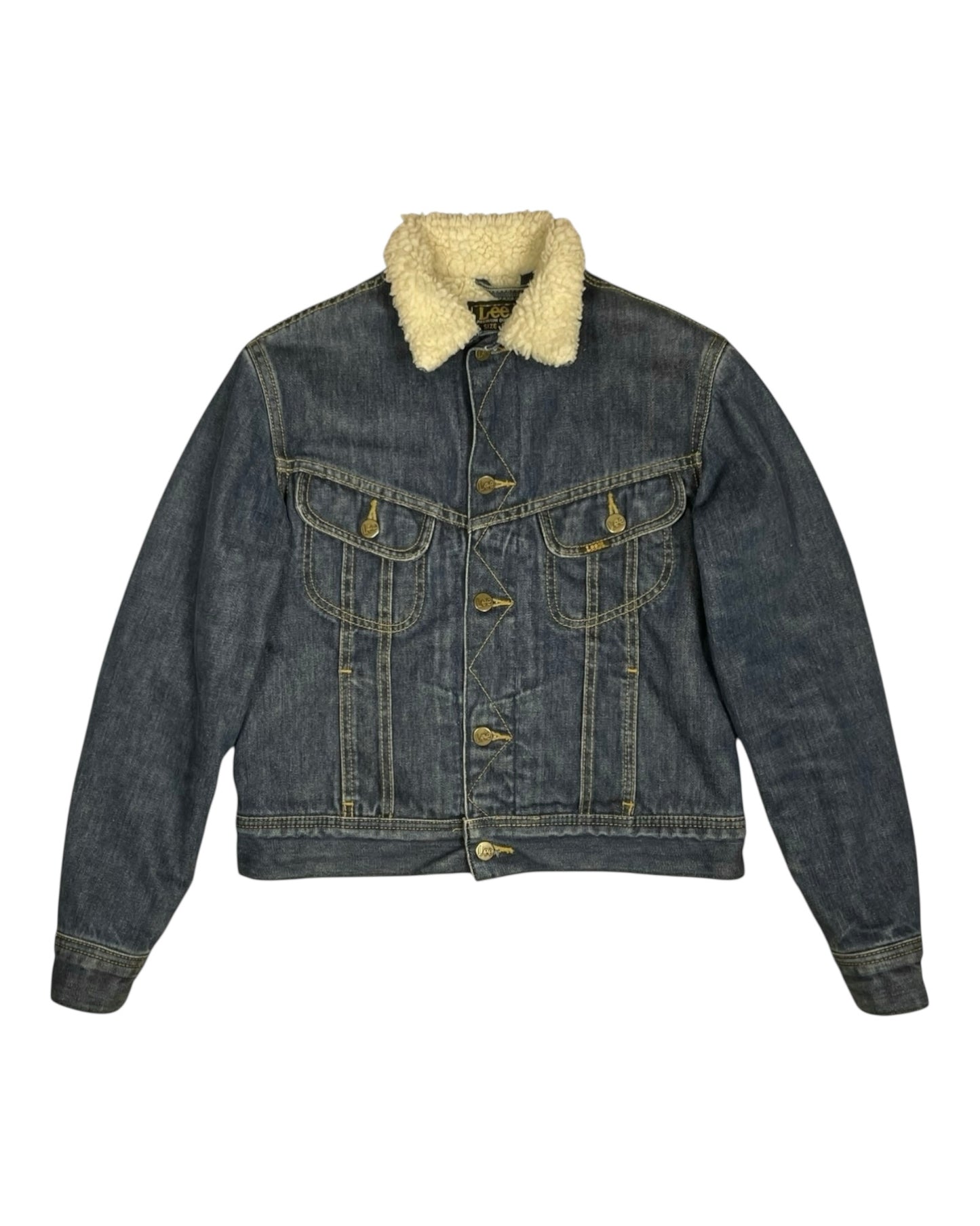 Vintage 90's Lee Denim Jeans Sherpa Lined Jacket Size S Blue