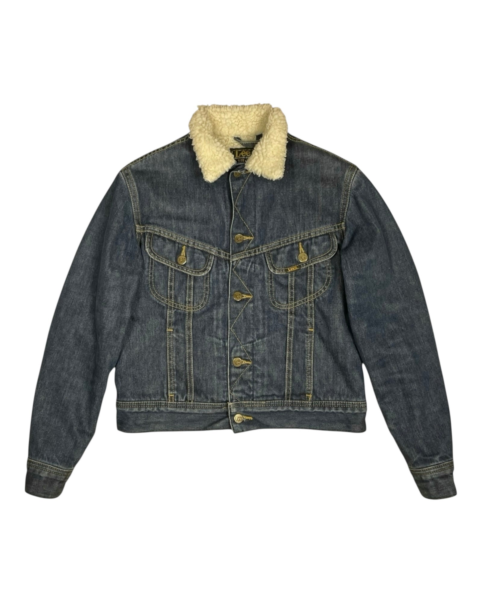 Vintage 90's Lee Denim Jeans Sherpa Lined Jacket Size S Blue