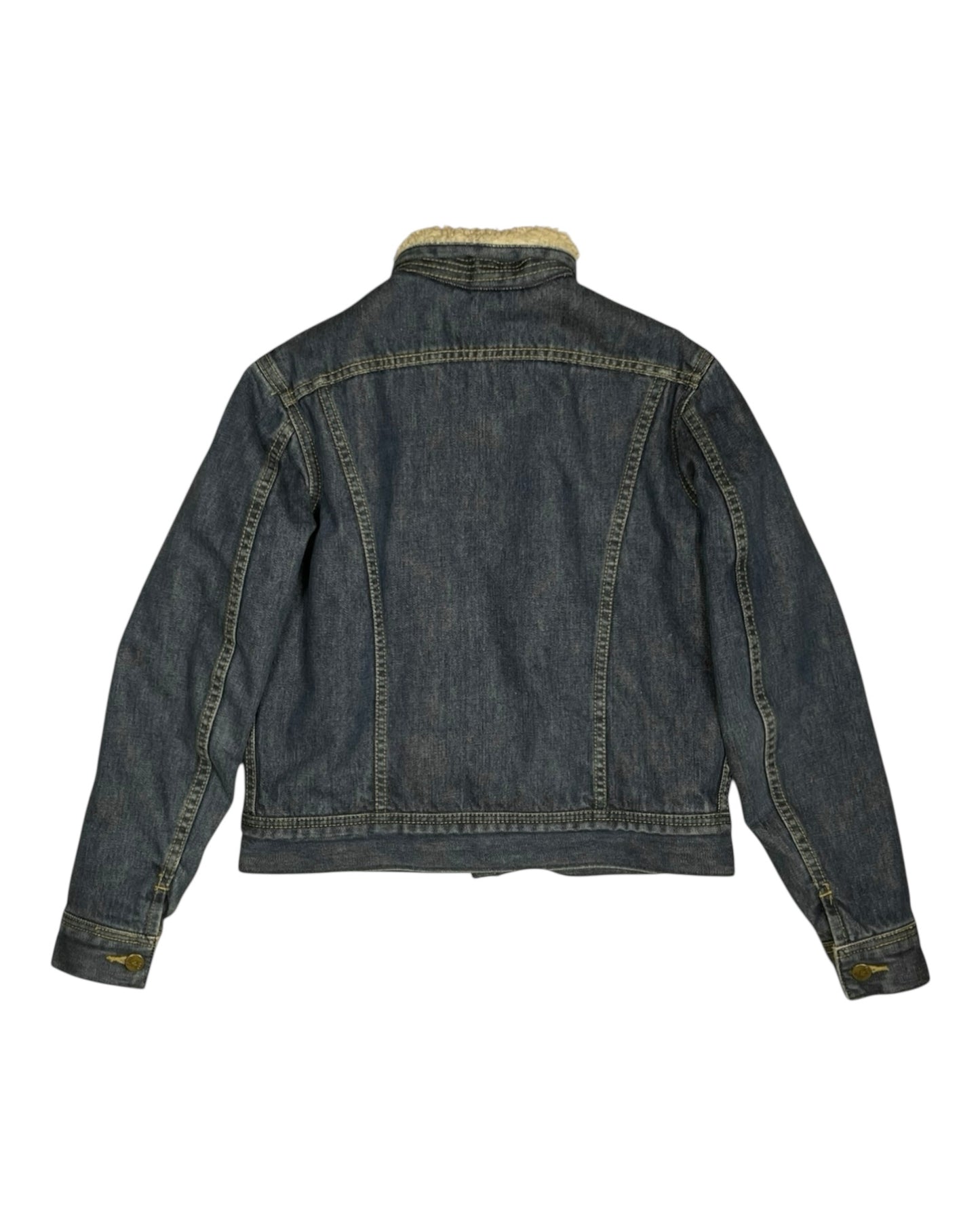 Vintage 90's Lee Denim Jeans Sherpa Lined Jacket Size S Blue