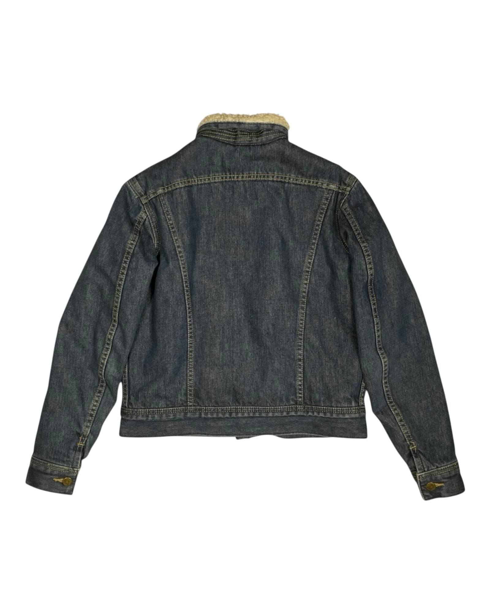 Vintage 90's Lee Denim Jeans Sherpa Lined Jacket Size S Blue