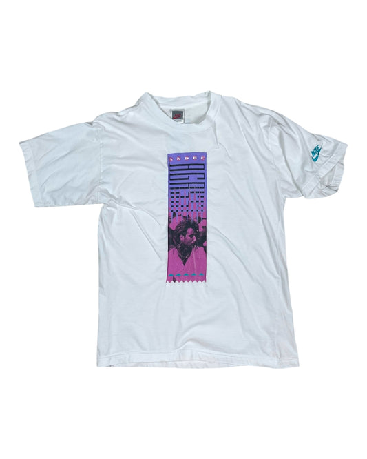 Vintage 90's Nike Andre Agassi T-Shirt White Size M-L Tennis