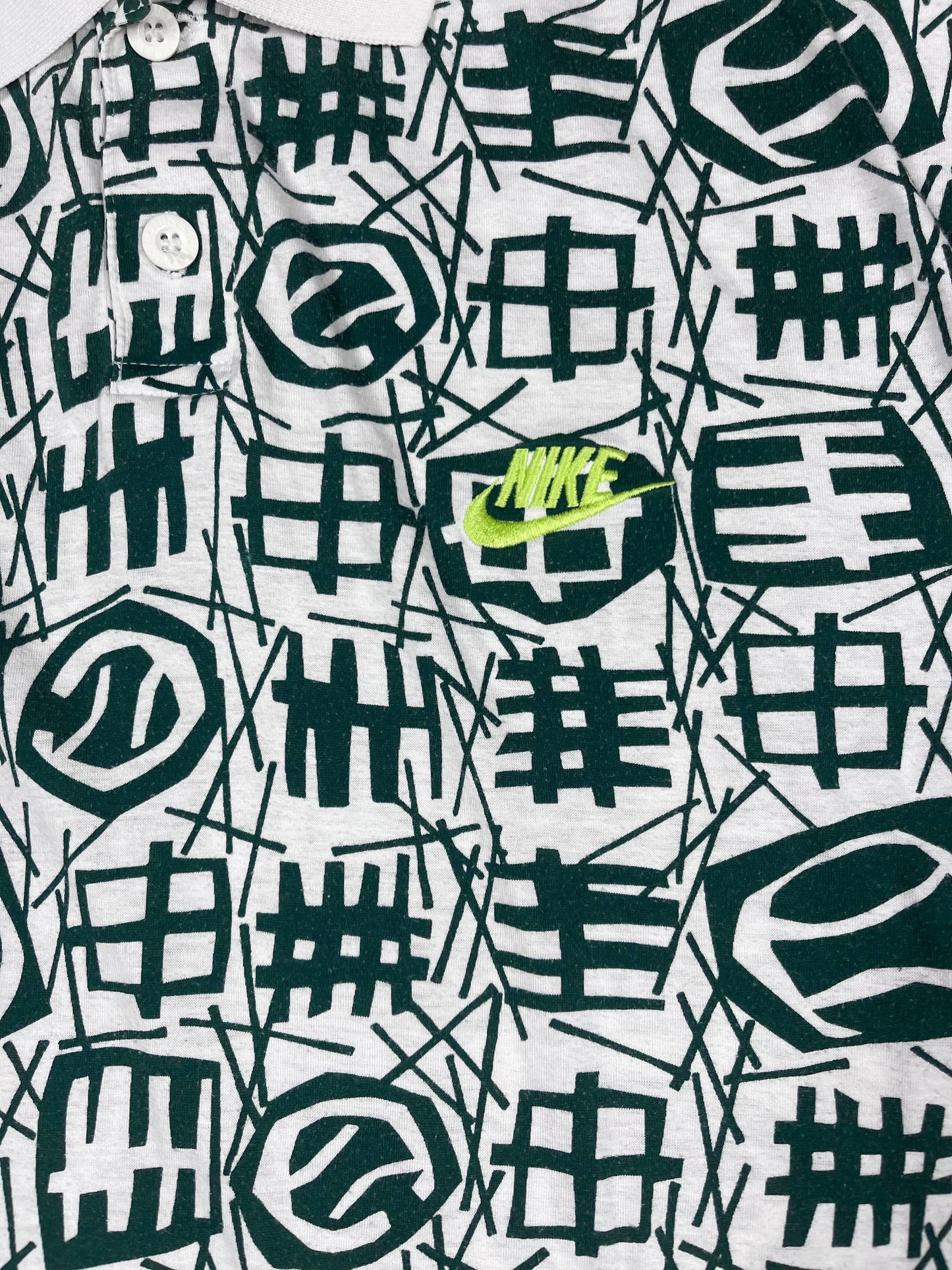 Vintage 90's Nike Challenge Court Polo Shirt Abstract Pattern Size XL Black White Andre Agassi