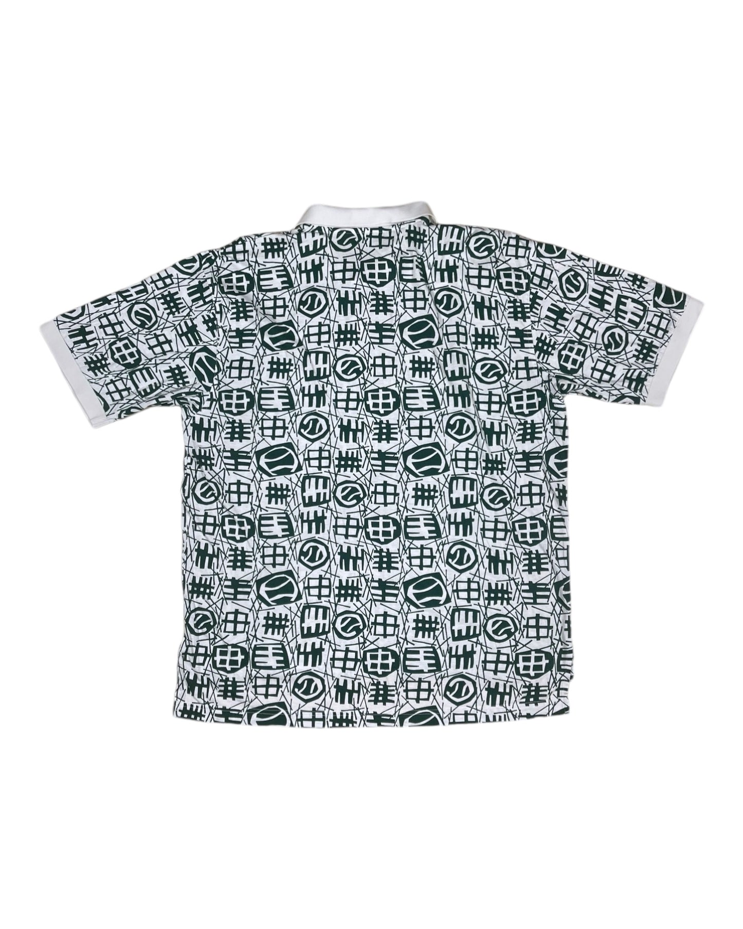 Vintage 90's Nike Challenge Court Polo Shirt Abstract Pattern Size XL Black White Andre Agassi
