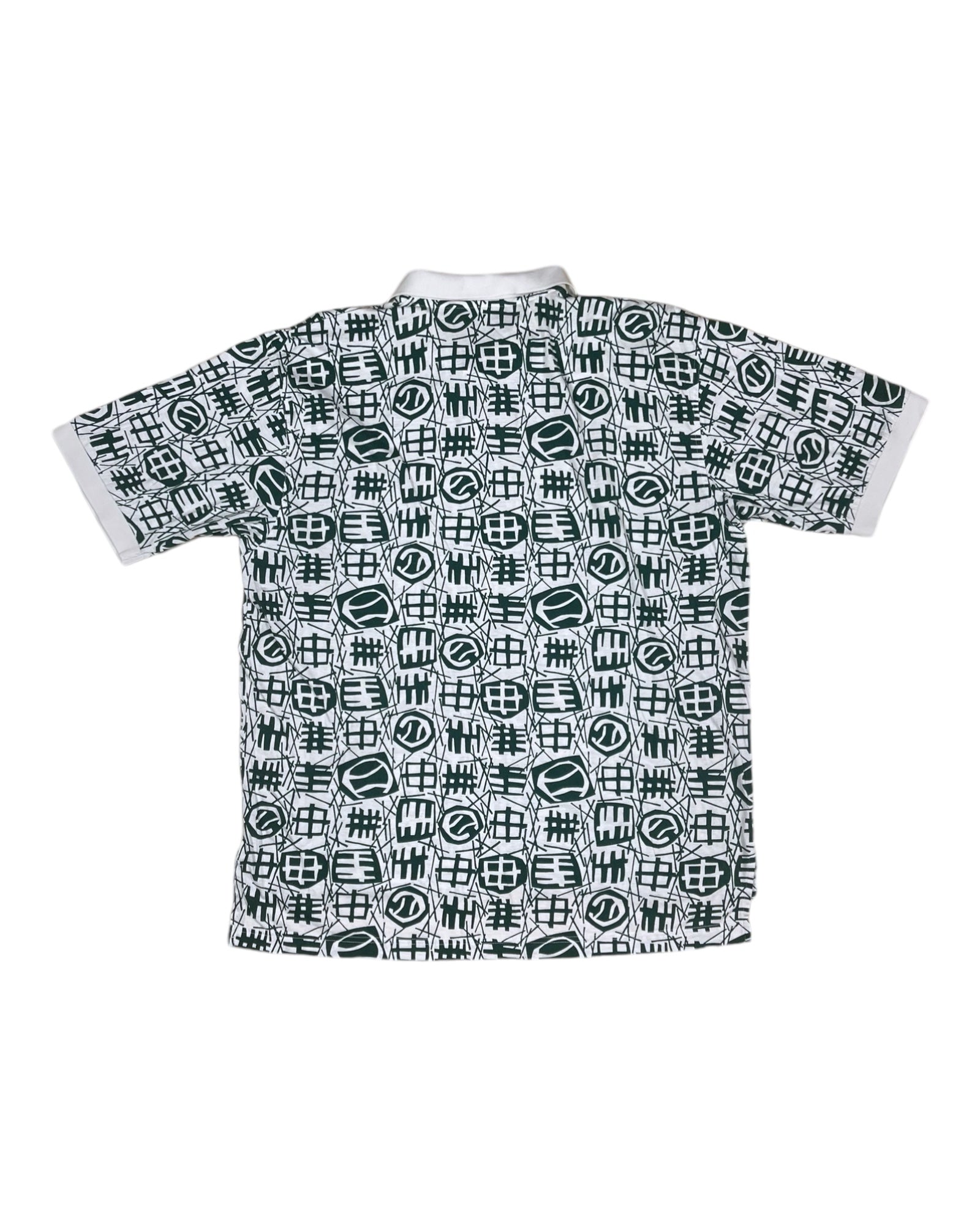 Vintage 90's Nike Challenge Court Polo Shirt Abstract Pattern Size XL Black White Andre Agassi