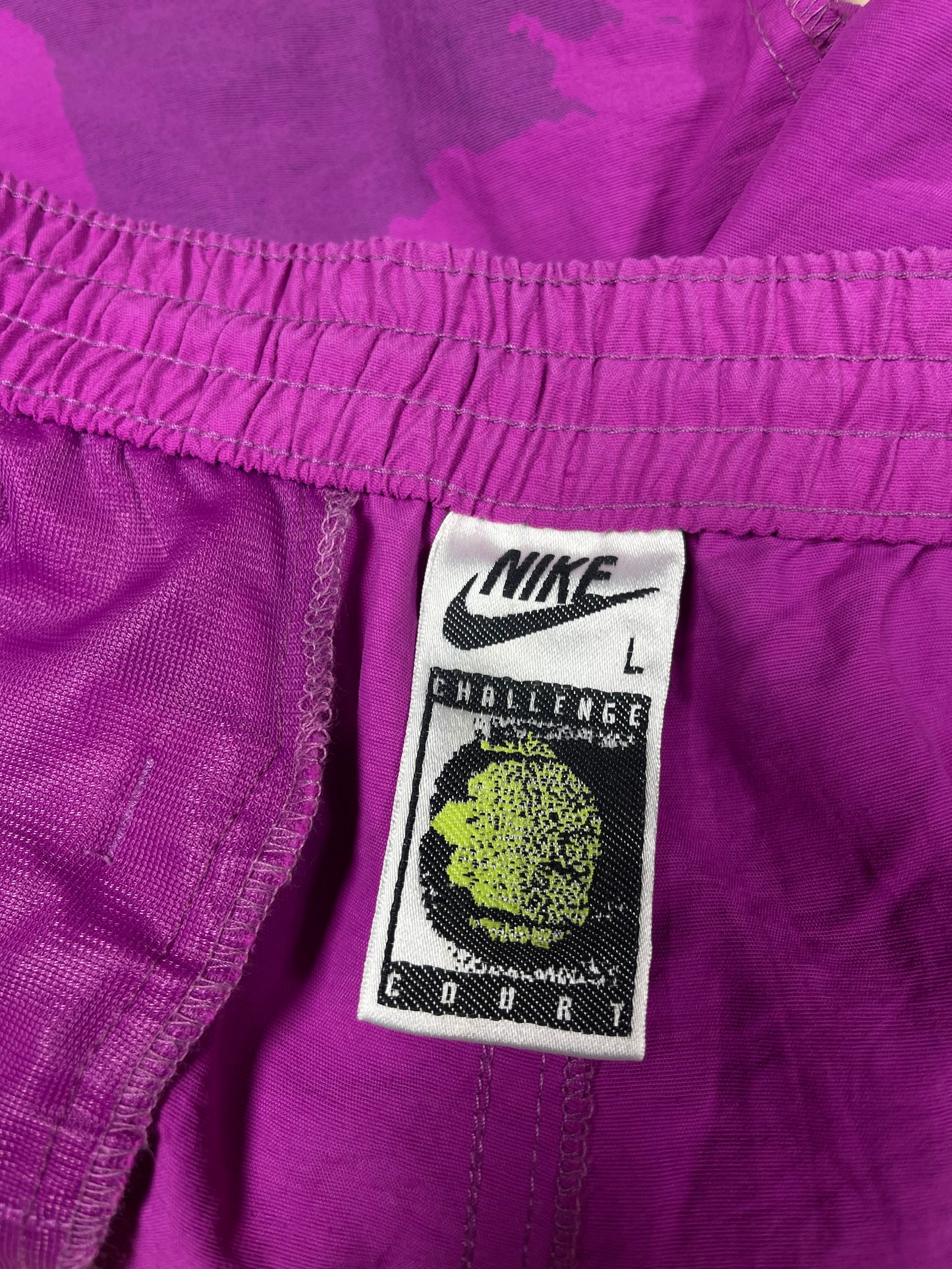 Vintage 90's Nike Challenge Court Tennis Festival Shorts Size L Purple Andre Agassi