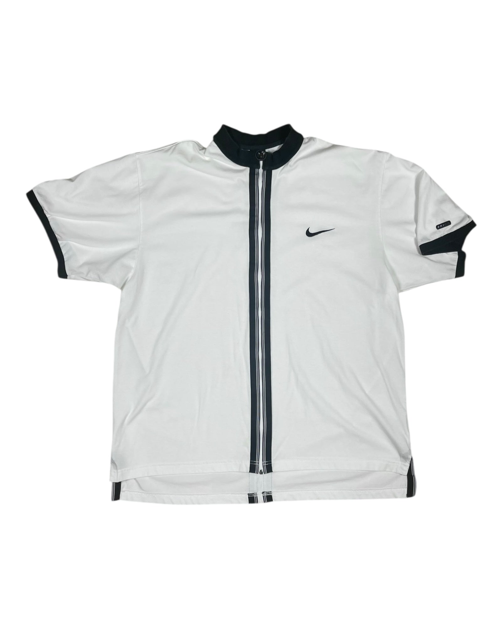 🎾 Vintage 90's Nike Dri Fit Andre Agassi Zipper Tennis Shirt White Size L