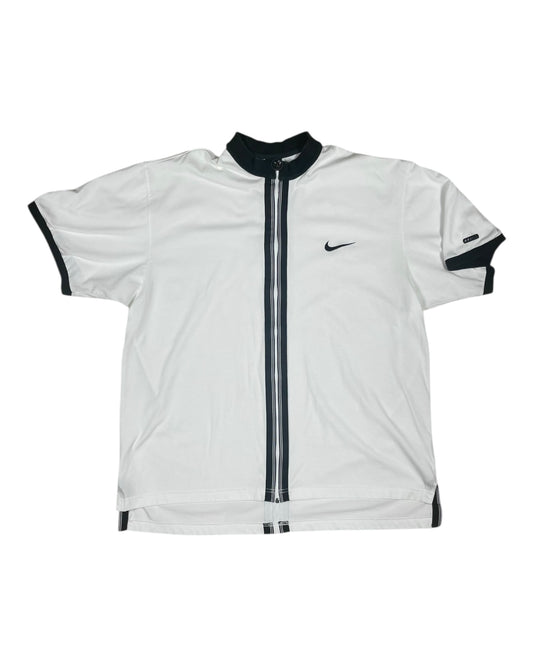 🎾 Vintage 90's Nike Dri Fit Andre Agassi Zipper Tennis Shirt White Size L