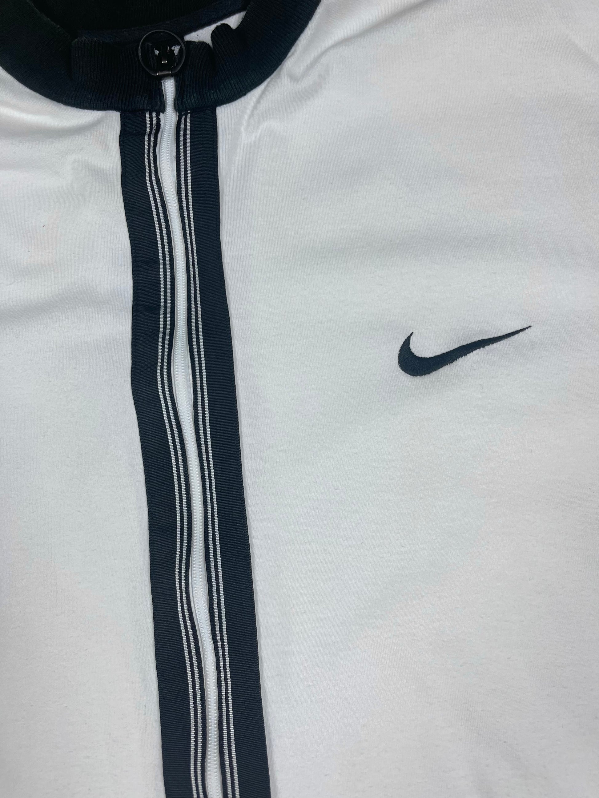 🎾 Vintage 90's Nike Dri Fit Andre Agassi Zipper Tennis Shirt White Size L