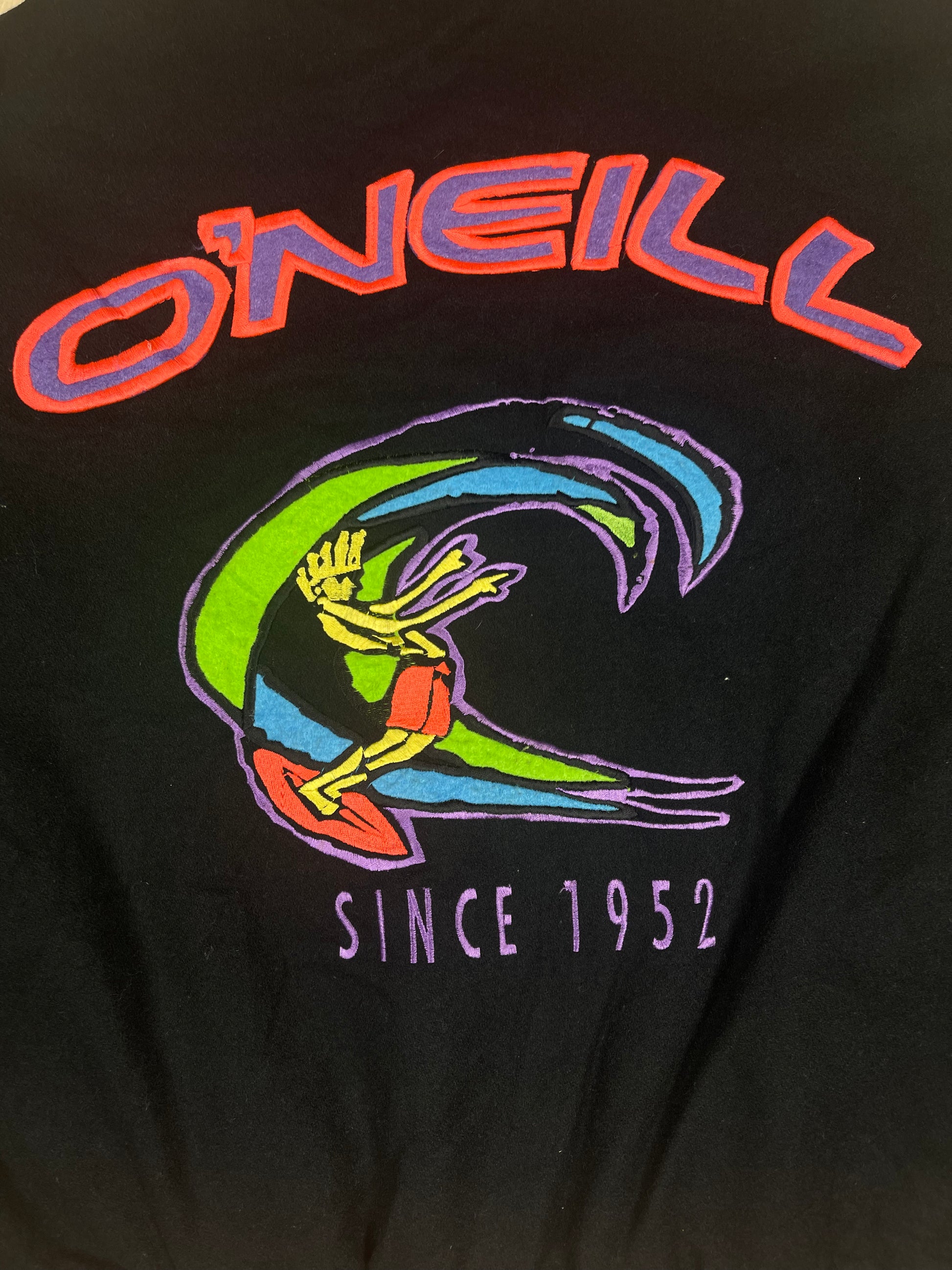 Vintage 90's O'Neill Varsity College Jacket Surf Embroidered Cow Leather Wool Size M 