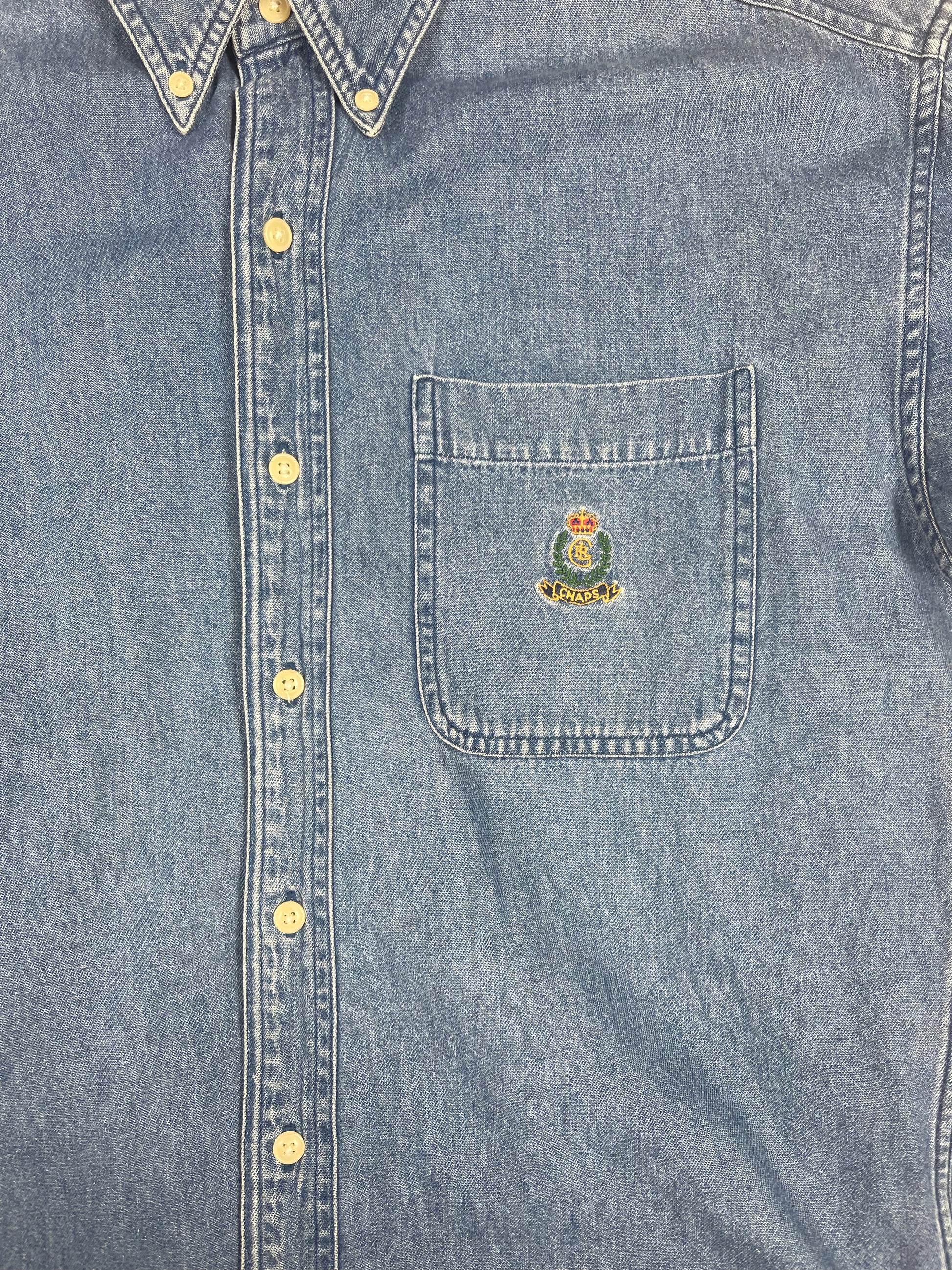 Vintage 90's Ralph Lauren Chaps Denim Shirt Size S - M Logo