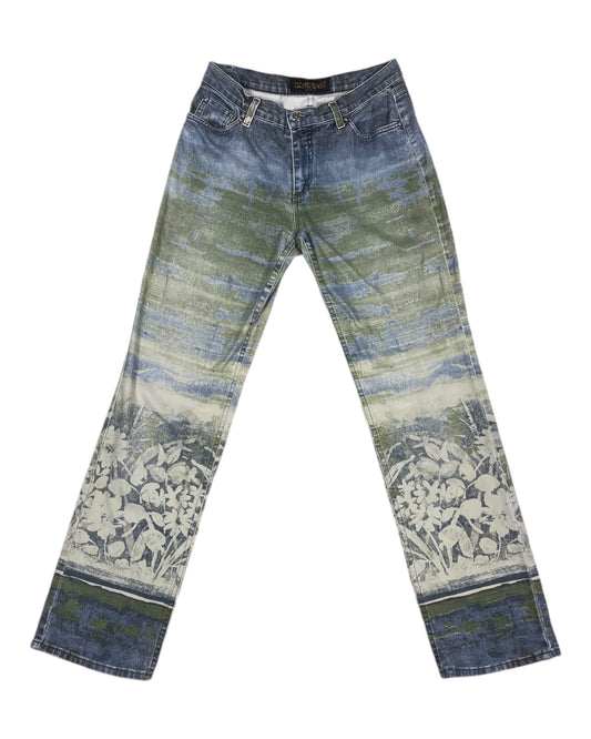 Vintage 90's Roberto Cavalli Denim Jeans Pants Trousers Made in Italy Size M-L Baggy Low Waist