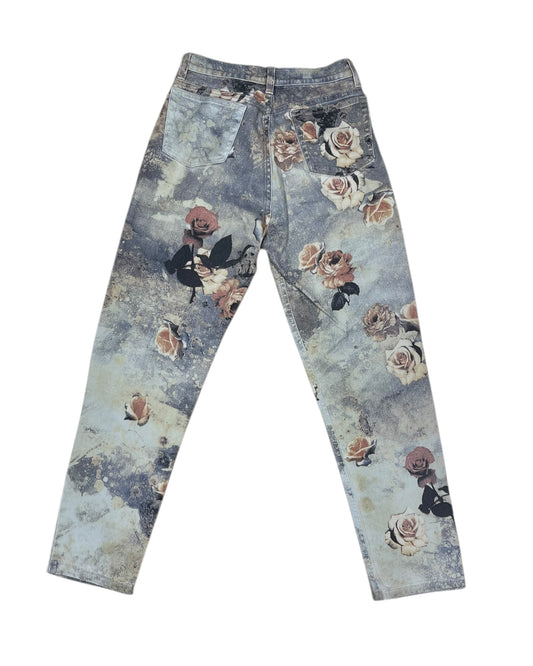 Vintage 90's Roberto Cavalli Jeans Made in Italy Roses Flowers Pattern Size M