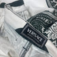 Vintage 90's Versace Jeans Couture Pencil High Waist Skirt Baroque Print Polka Dot Denim Made in Italy Ittierre Size S