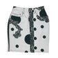Vintage 90's Versace Jeans Couture Pencil High Waist Skirt Baroque Print Polka Dot Denim Made in Italy Ittierre Size S