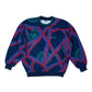 Vintage '90s Reebok Sweatshirt Crew Neck Size L Abstract Pattern Purple Red Green Black