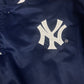 Vintage Adidas 2000 New York NY Baggy Thick Varsity Bomber Jacket College Baseball Jacket Navy Blue Shiny Size M-L