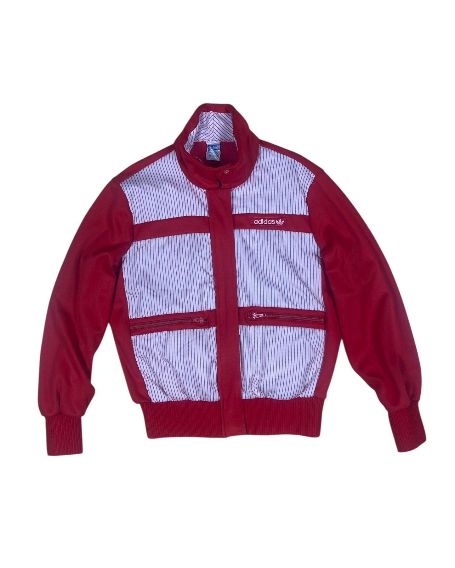 Vintage Adidas 70's 80's Track Top Jacket Red White Made in West Germany Size S-M