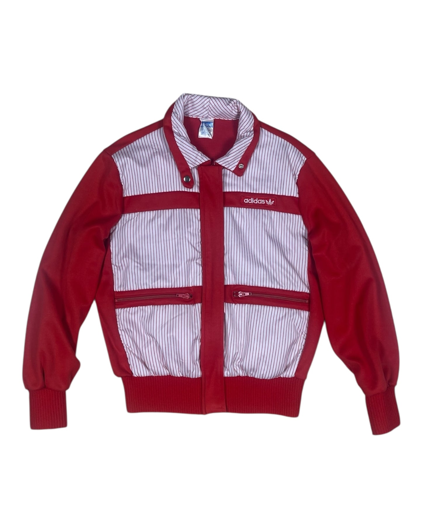 Vintage Adidas 70's 80's Track Top Jacket Red White Made in West Germany Size S-M