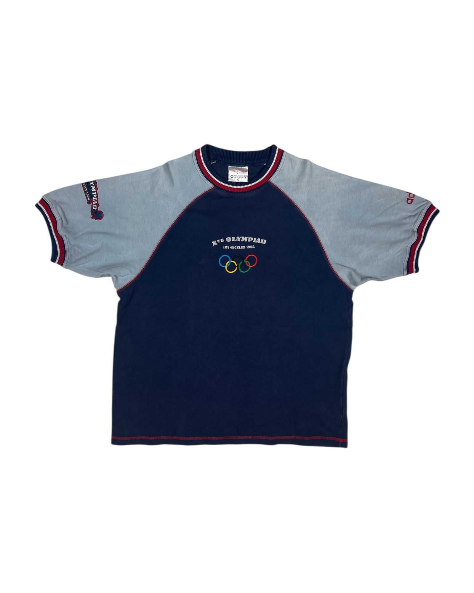 Vintage Adidas Collection Olympic Centennial T-Shirt Cotton Los Angeles 1932 X-th Olympiad Gate Check M5 Embroidered Size XL
