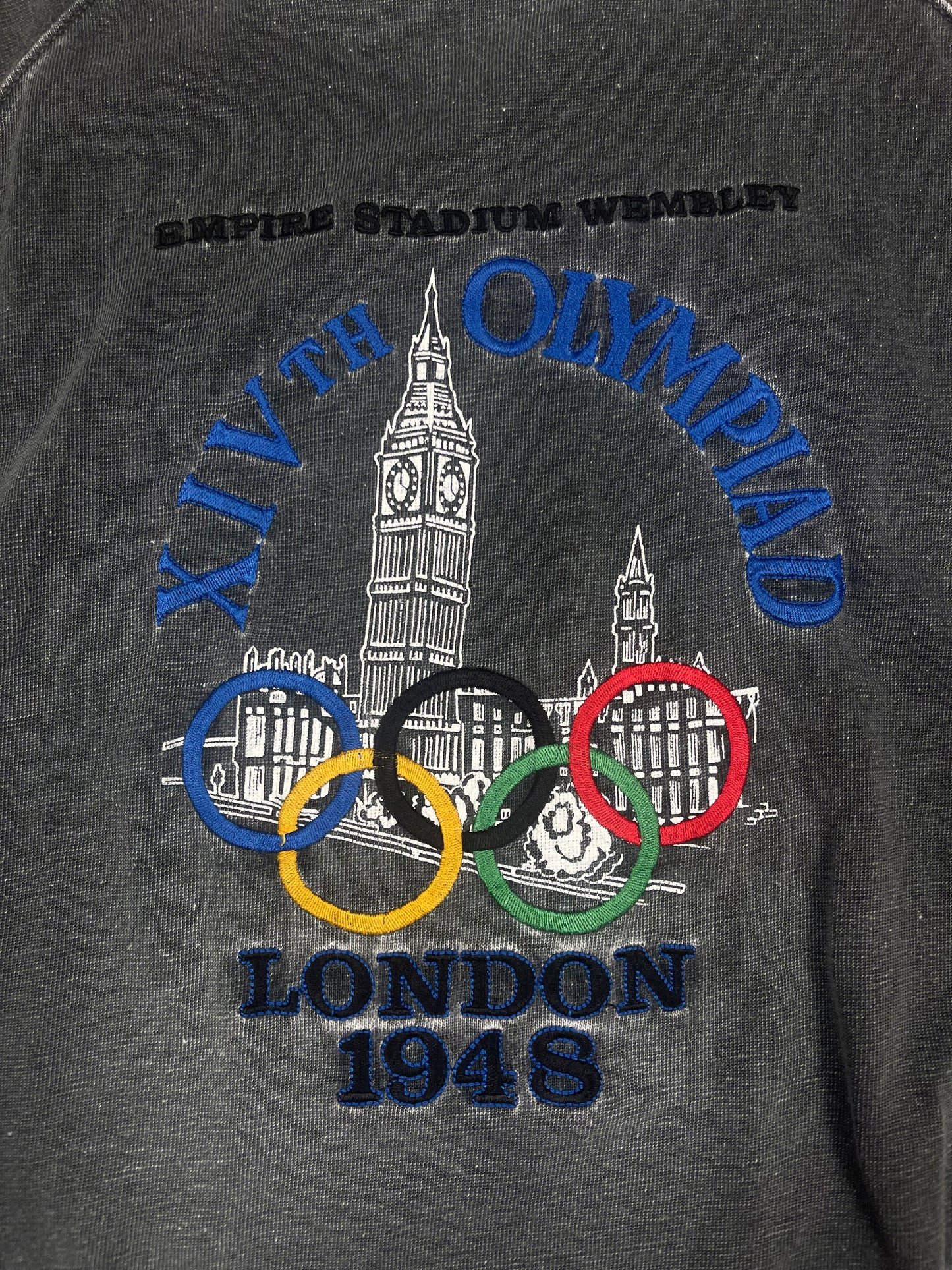 😍 Vintage Adidas Vintage Olympic Centennial Collection London 1948 Empire Stadium Wembley London 1948 July 29 Washed Grey Pullover Sweatshirt Crew Neck Size M